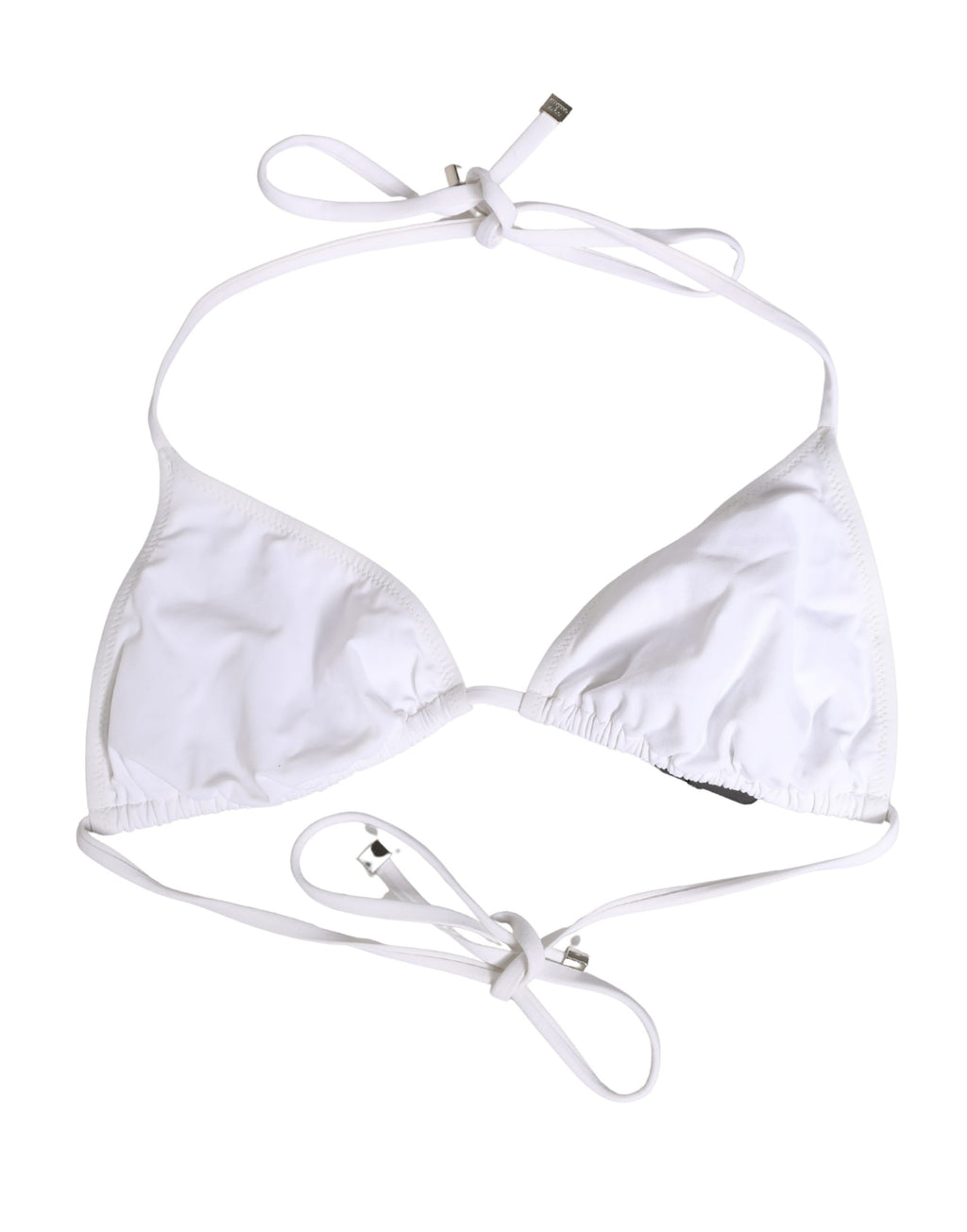 White Nylon Triangle Beachwear Bikini Top Swimwear