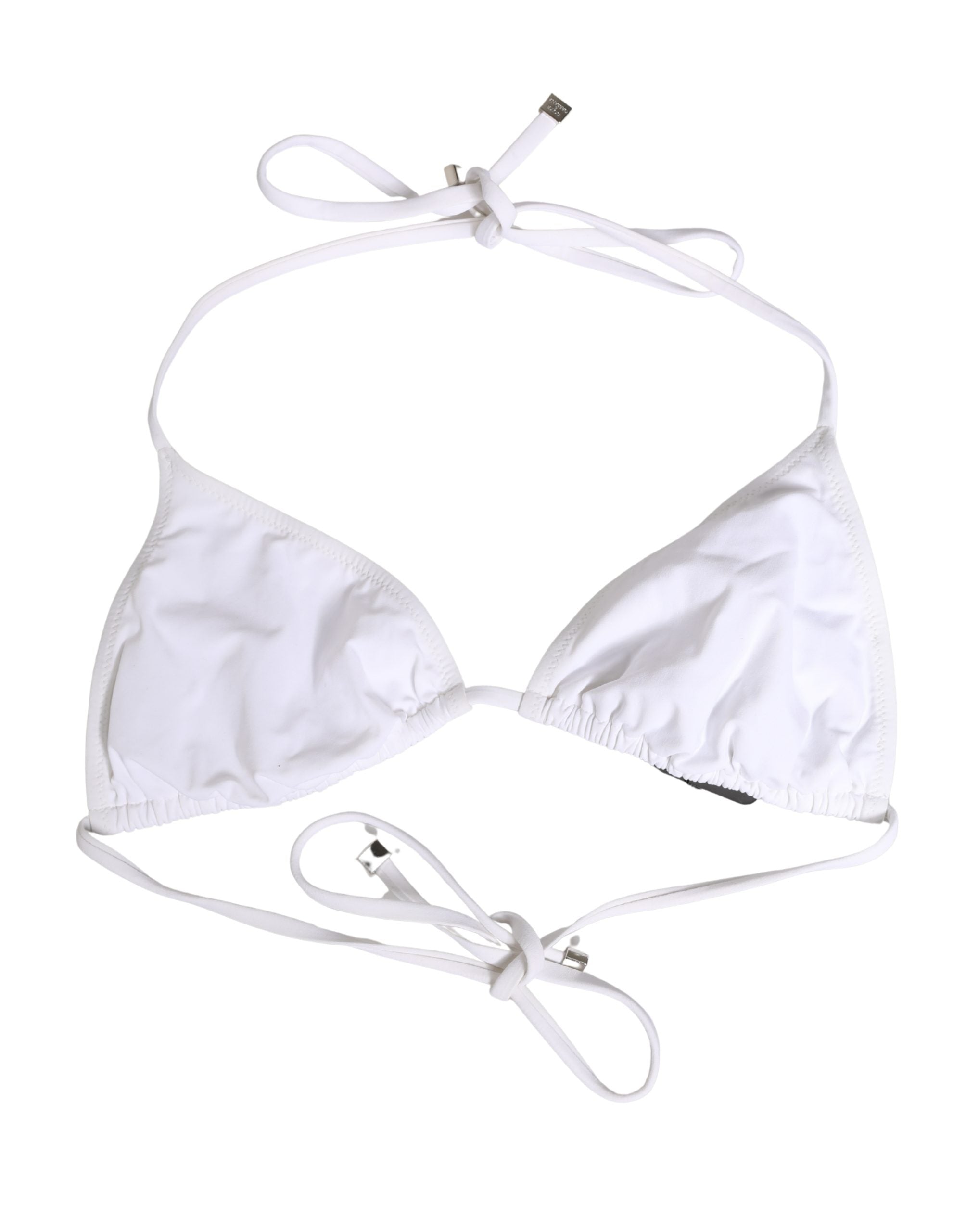 White Nylon Triangle Beachwear Bikini Top Swimwear