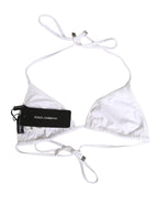 White Nylon Triangle Beachwear Bikini Top Swimwear