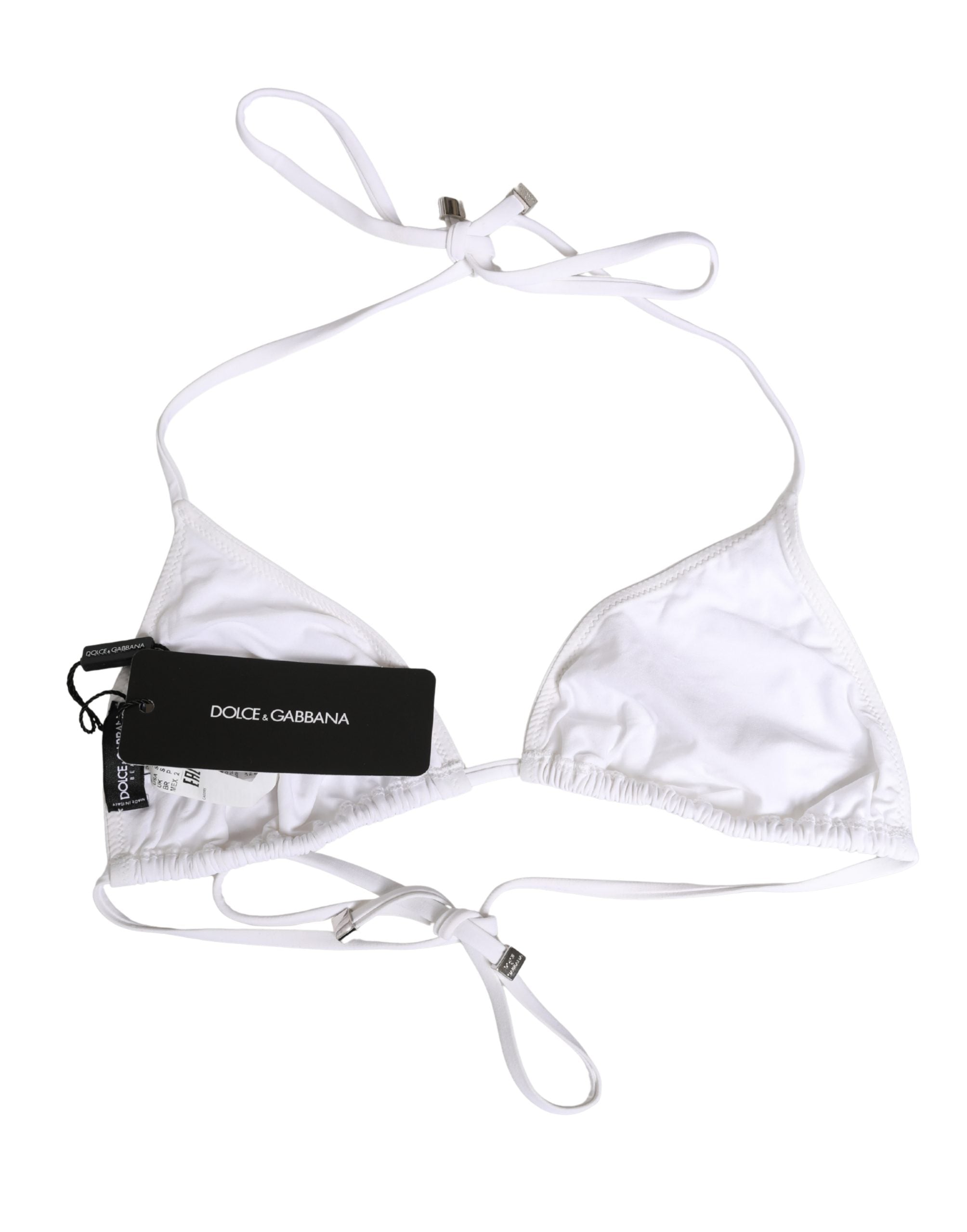 White Nylon Triangle Beachwear Bikini Top Swimwear