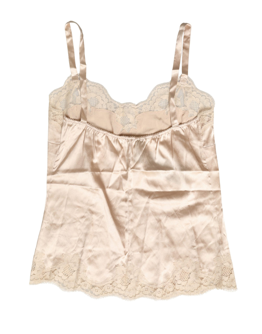 Beige Lace Silk Satin Tank Lingerie Sleepwear