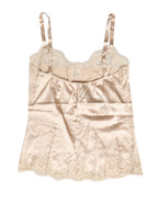 Beige Lace Silk Satin Tank Lingerie Sleepwear