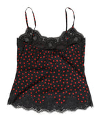 Black Polka dot Silk Tank Camisole Top Sleepwear