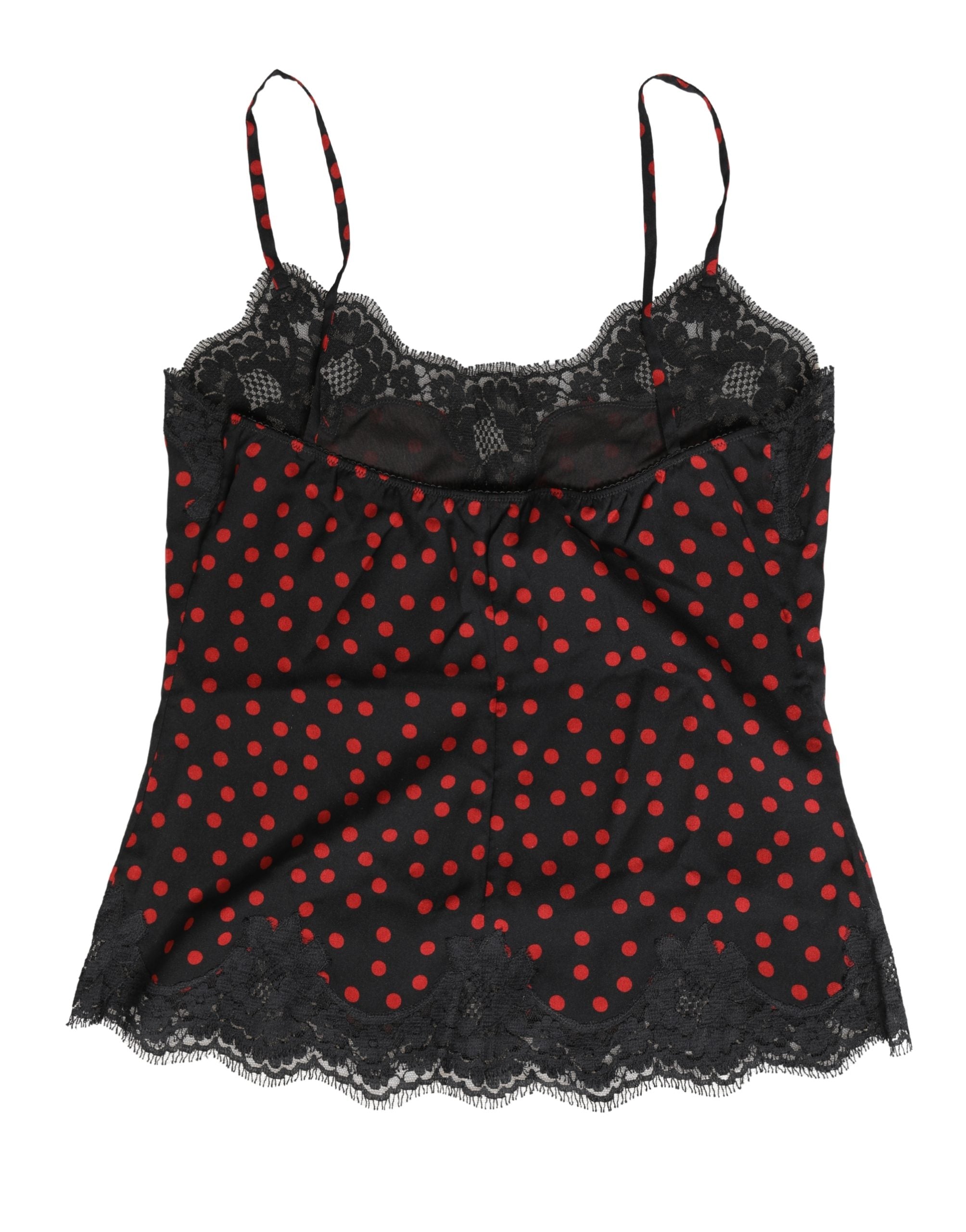 Black Polka dot Silk Tank Camisole Top Sleepwear