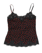 Black Polka dot Silk Tank Camisole Top Sleepwear
