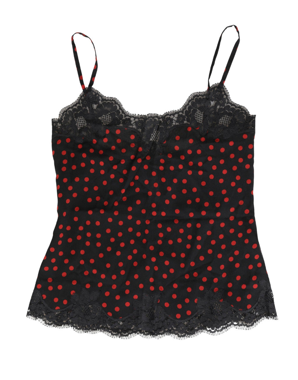 Black Polka dot Silk Tank Camisole Top Sleepwear