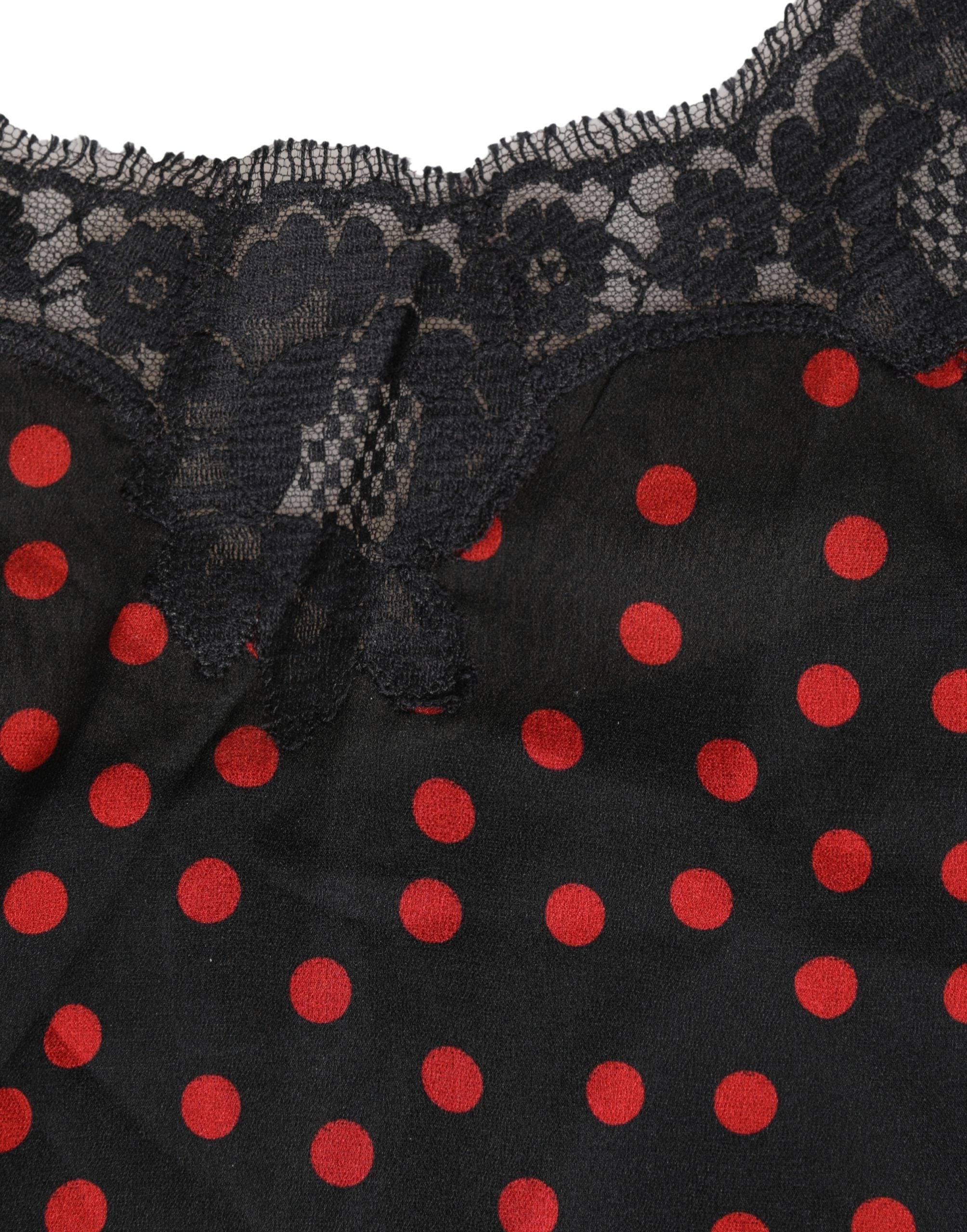 Black Polka dot Silk Tank Camisole Top Sleepwear