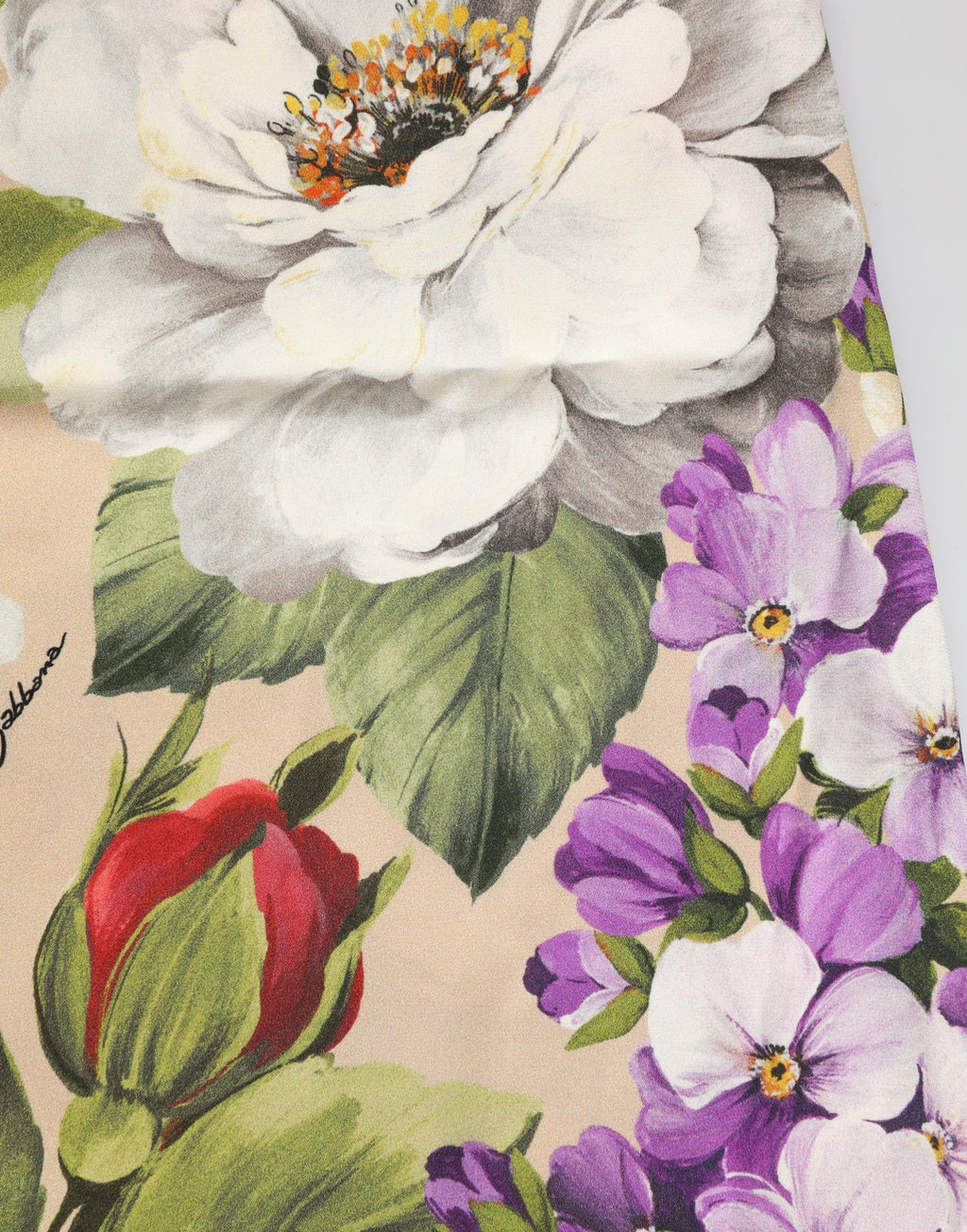 Beige Floral Silk Tank Short Chemise Sleepwear