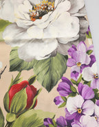 Beige Floral Silk Tank Short Chemise Sleepwear