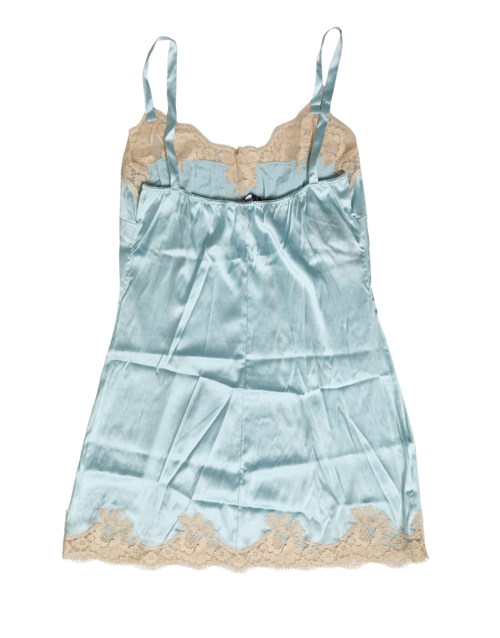 Blue Lace Silk Satin Tank Chemise Sleepwear