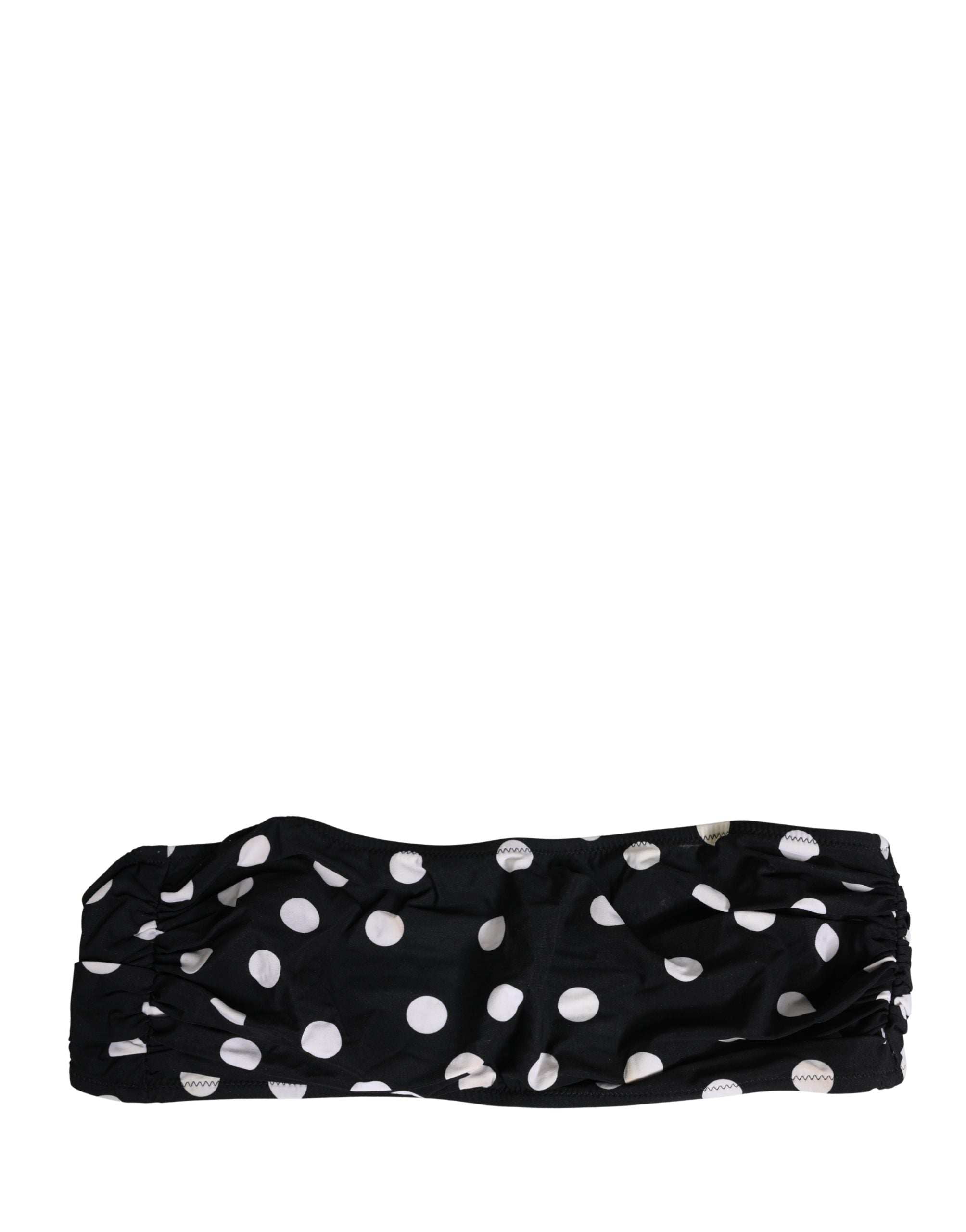 Black White Polka Dot Bandeau Beachwear Swimwear