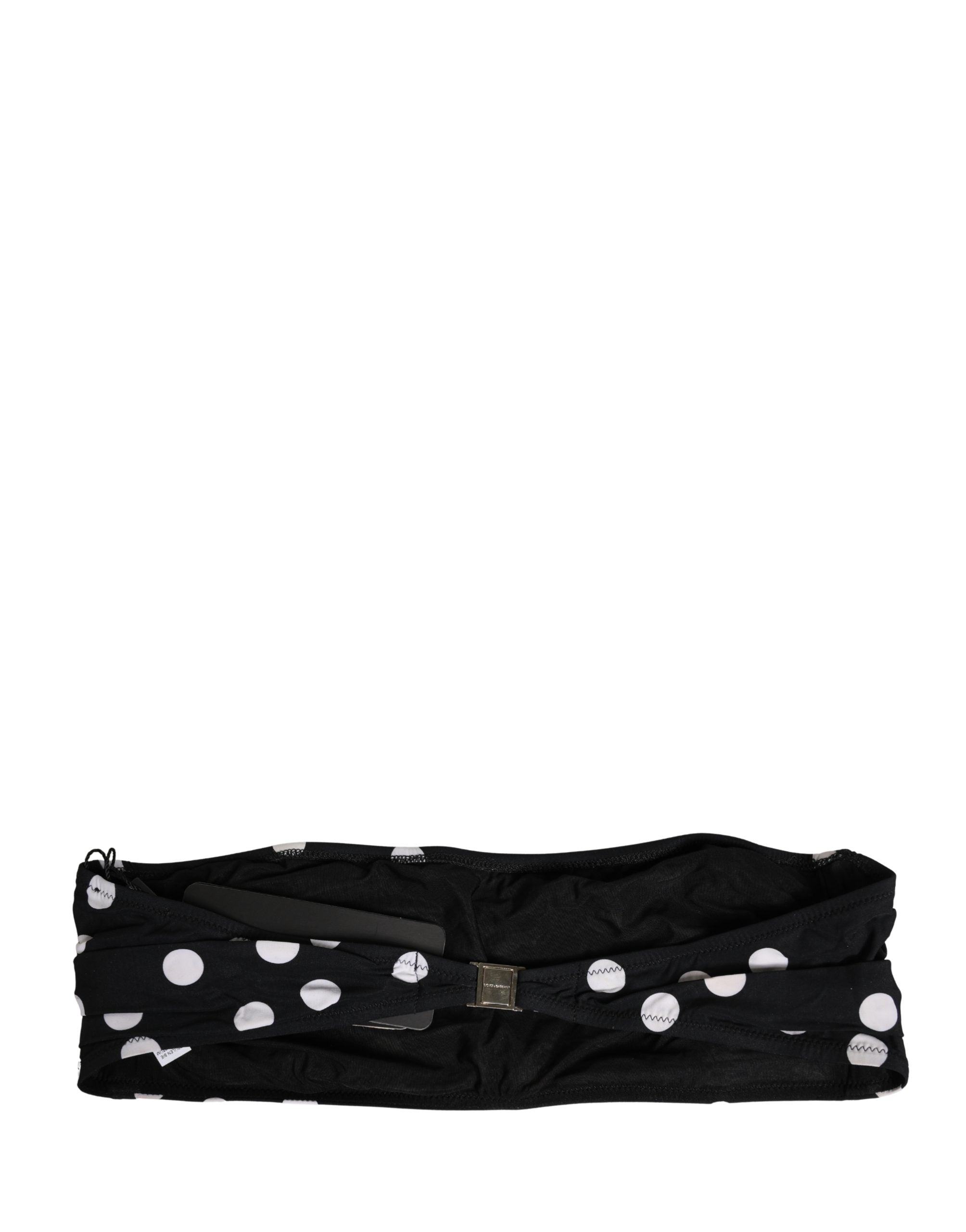 Black White Polka Dot Bandeau Beachwear Swimwear