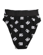 White Black Logo Waistband Midi Brief Underwear