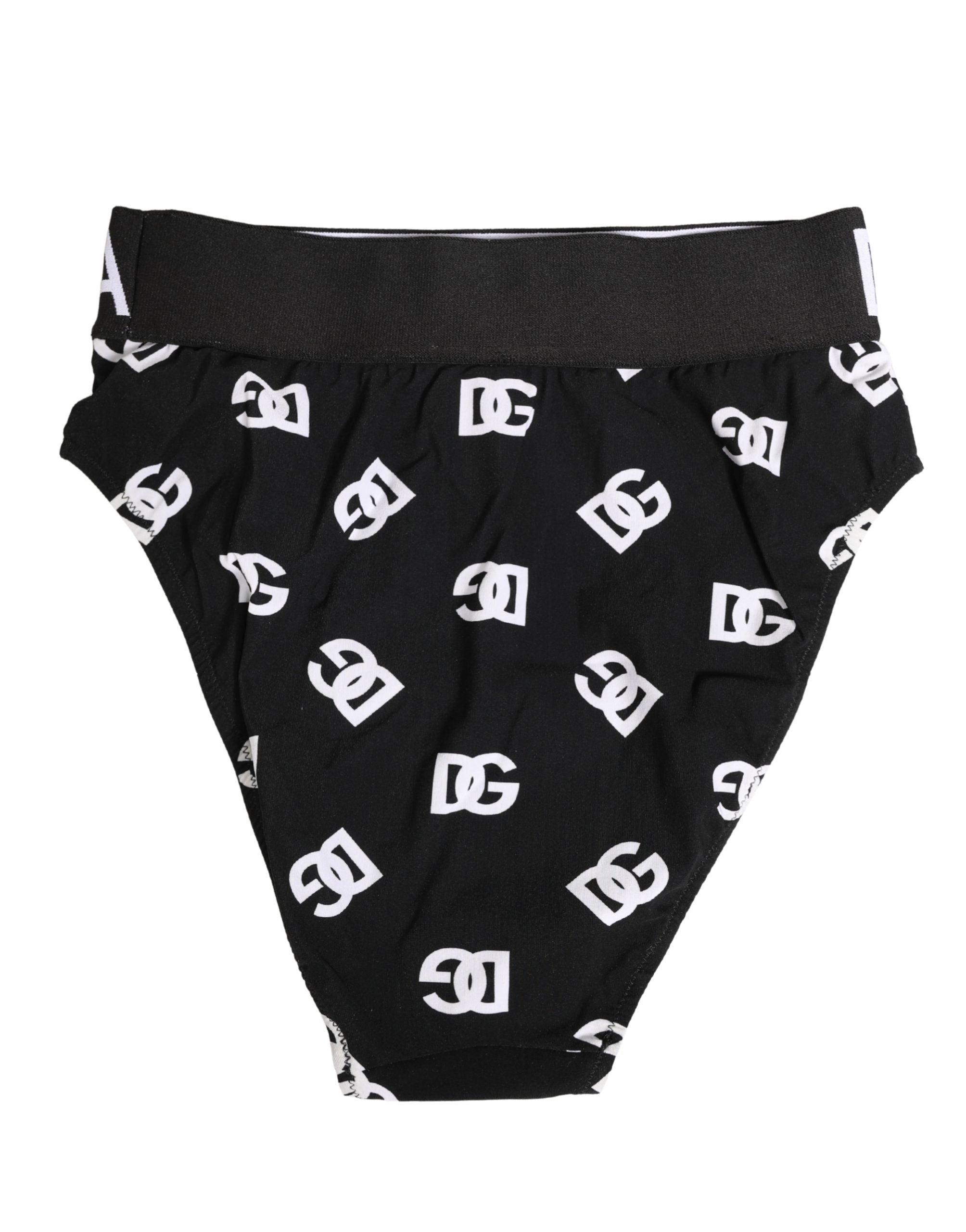 White Black Logo Waistband Midi Brief Underwear