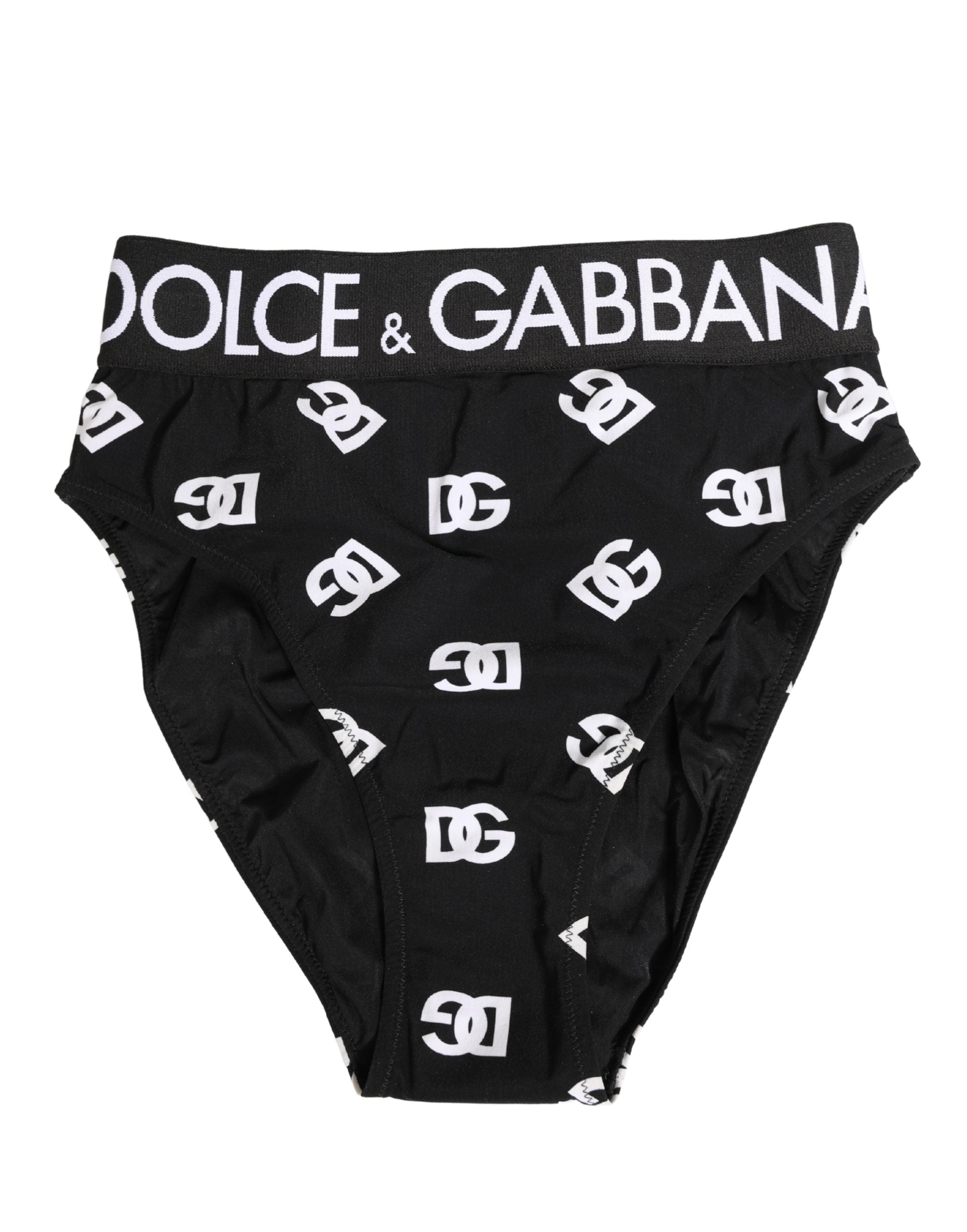 White Black Logo Waistband Midi Brief Underwear