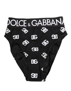 White Black Logo Waistband Midi Brief Underwear