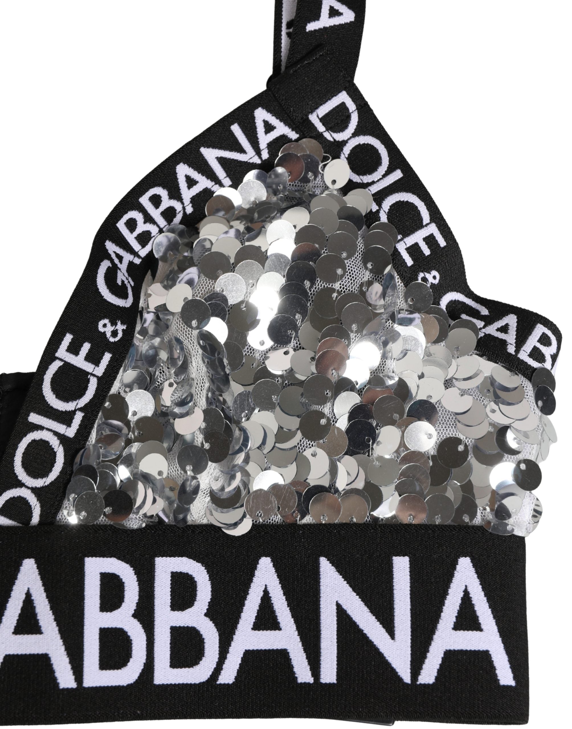 Silver Sequined Triangle Soft Cup Bra Underwear