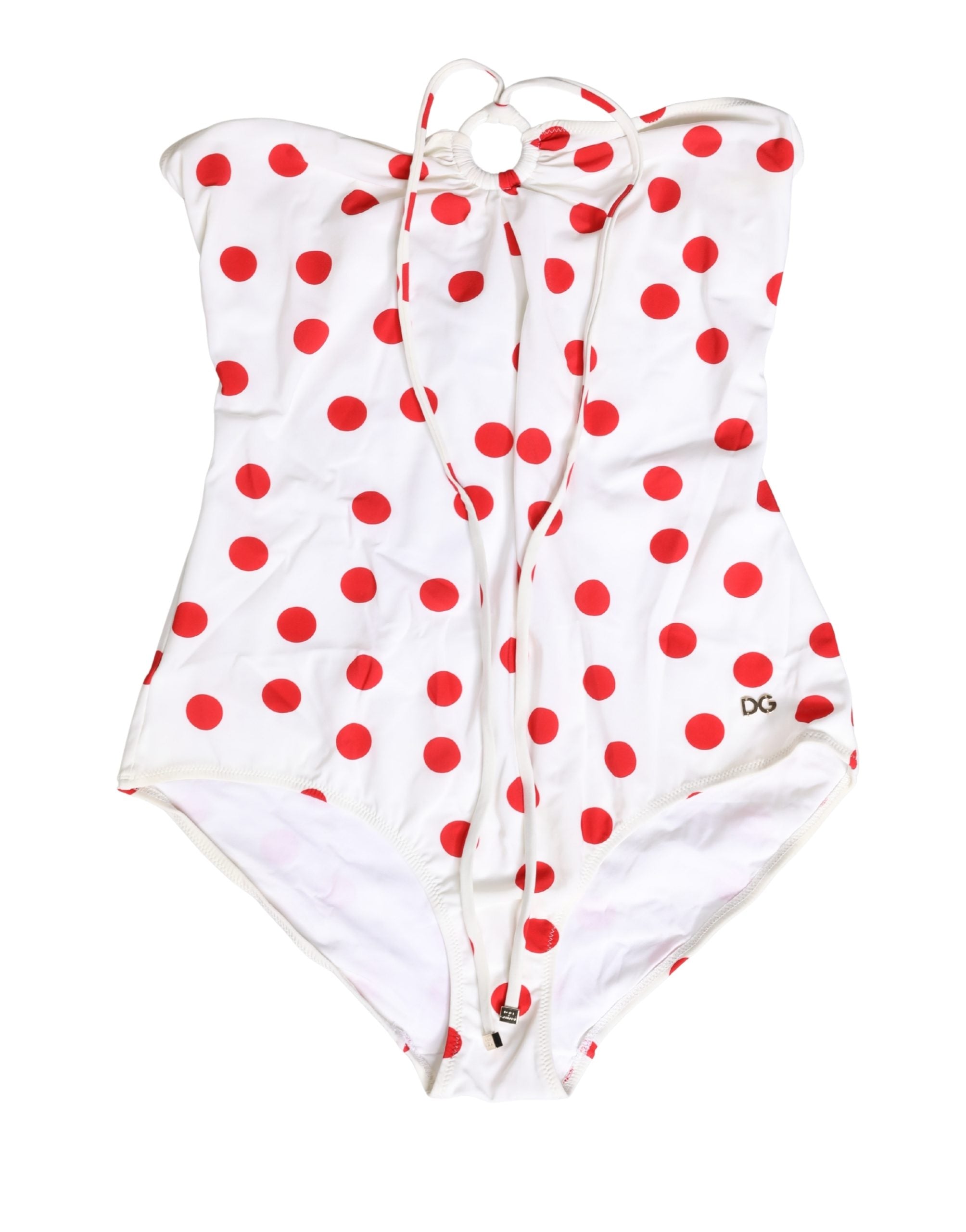 White Polka Dot One-Piece Swimsuit Swimwear