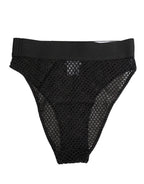 Black Cotton Mesh High Brief Panty Underwear