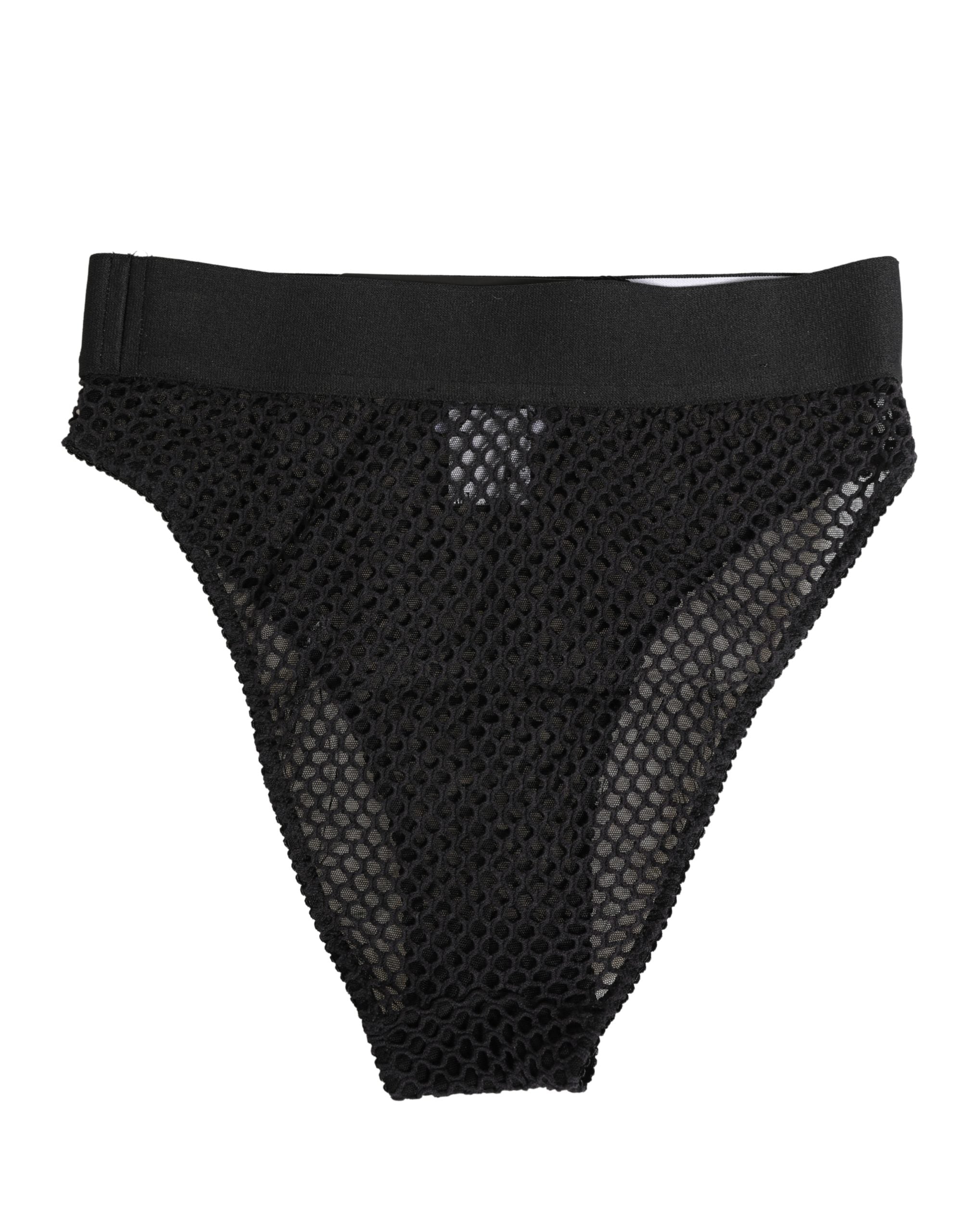 Black Cotton Mesh High Brief Panty Underwear