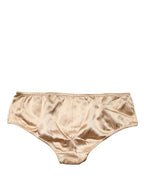 Beige Silk Stretch Mid Waist Brief Panty Underwear