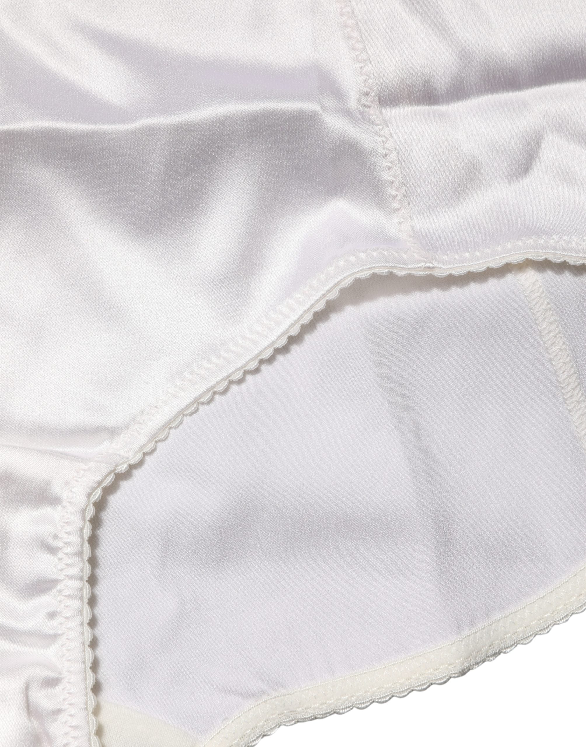 White Silk Blend High Waist Girdle Panty Underwear