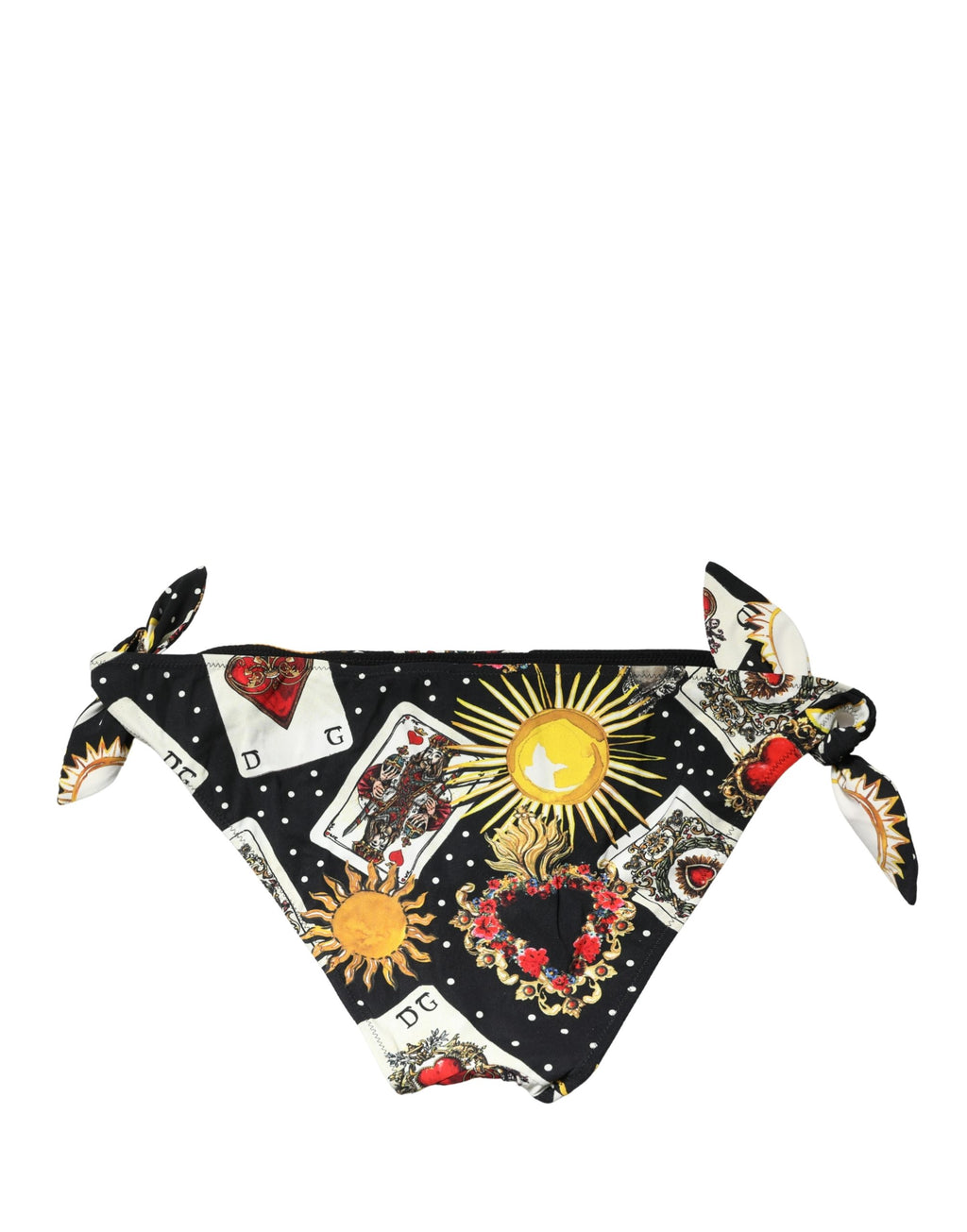 Black Graphic Cards Print Bikini Bottom Swimwear