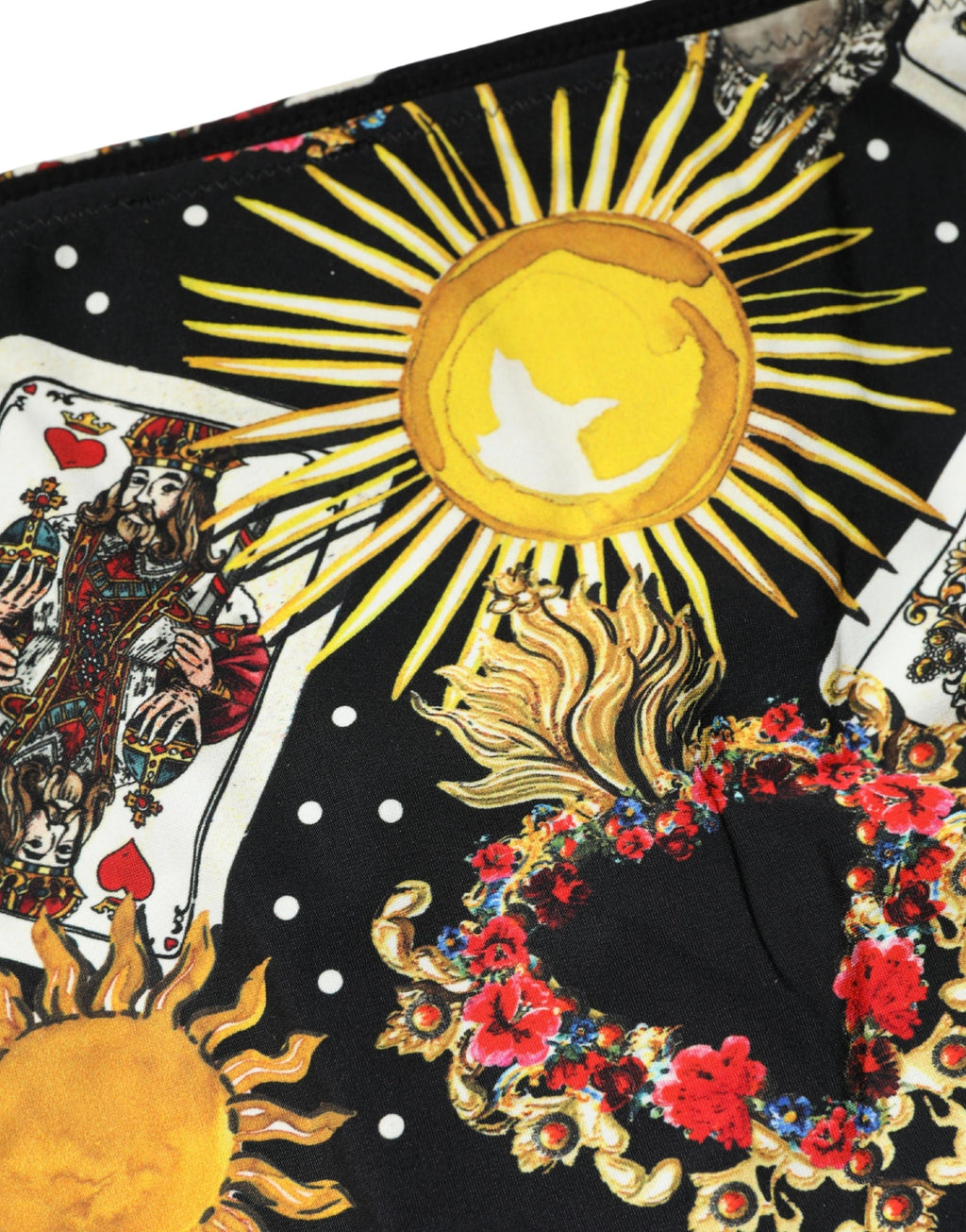 Black Graphic Cards Print Bikini Bottom Swimwear