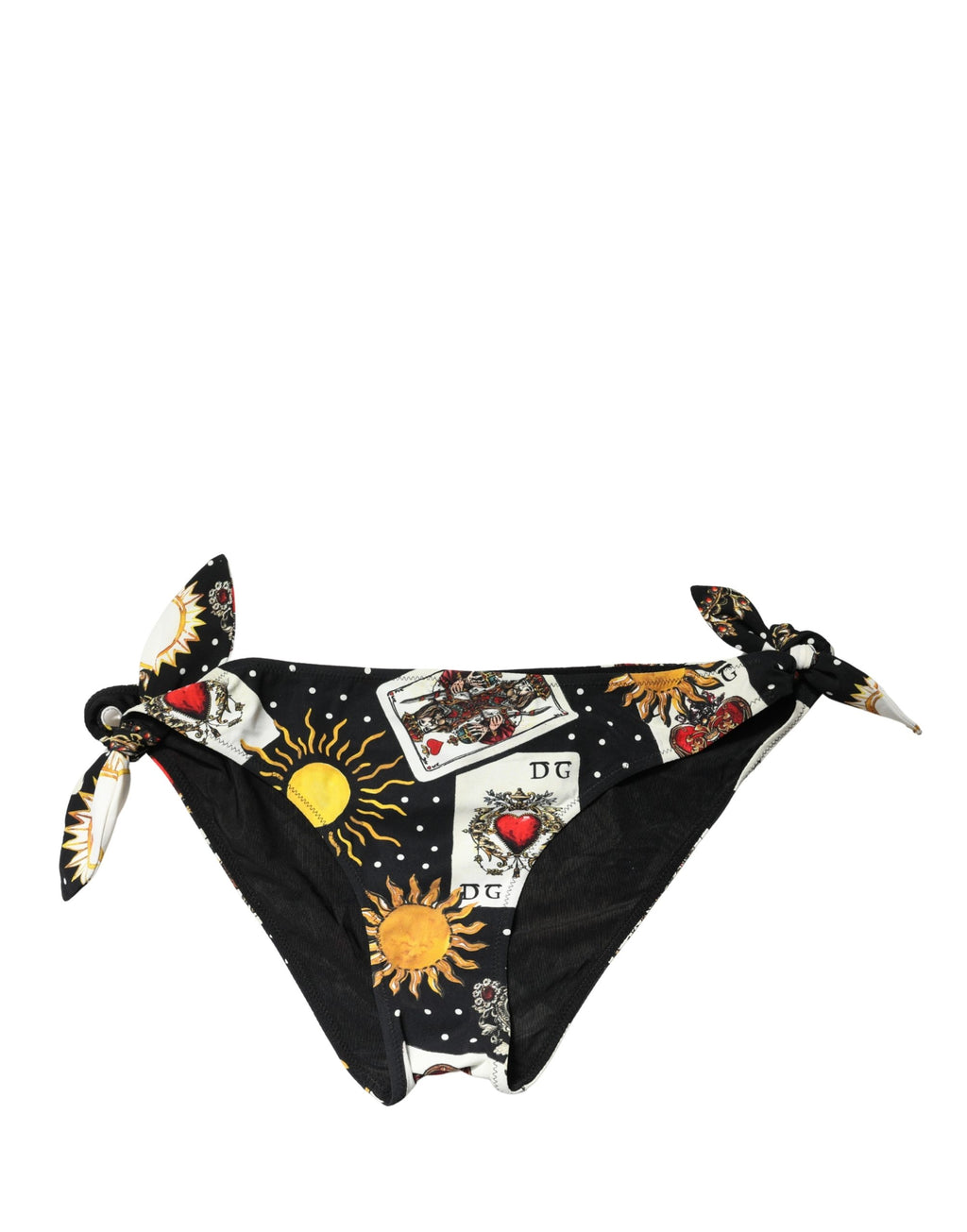 Black Graphic Cards Print Bikini Bottom Swimwear