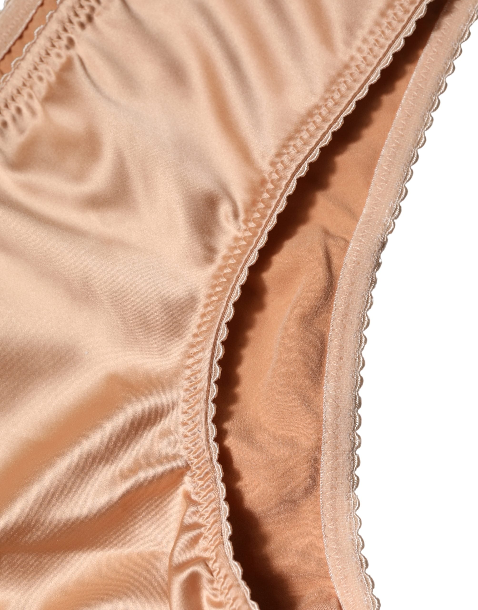 Beige Silk Stretch Mid Waist Brief Panty Underwear