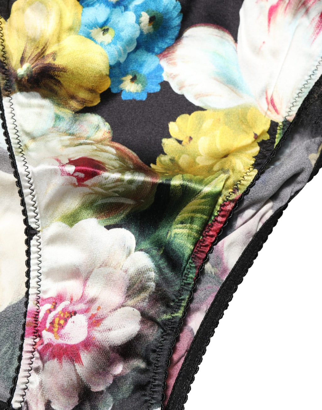 Black Floral Lace Mid Waist Brief Panty Underwear