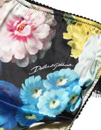 Black Floral Lace Mid Waist Brief Panty Underwear