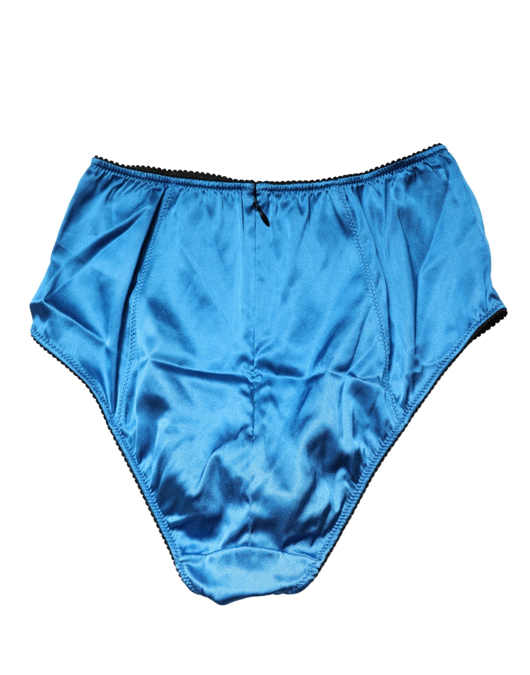 Blue Silk Blend High Waist Girdle Panty Underwear
