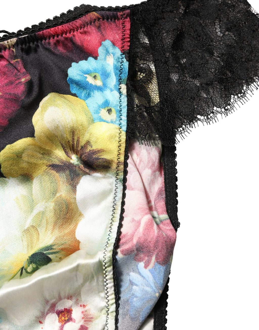 Black Floral Lace Mid Waist Brief Panty Underwear