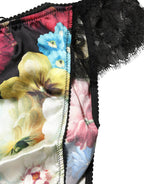 Black Floral Lace Mid Waist Brief Panty Underwear