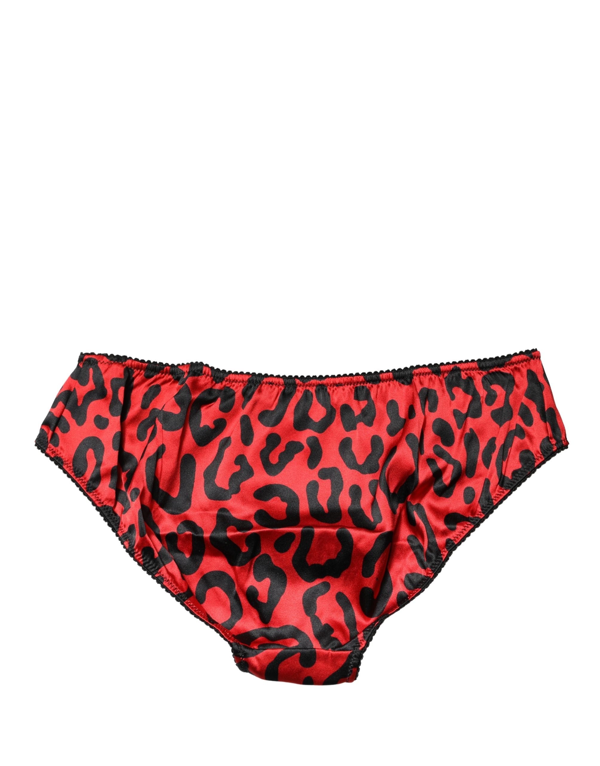 Black Red Leopard Mid Waist Brief Panty Underwear