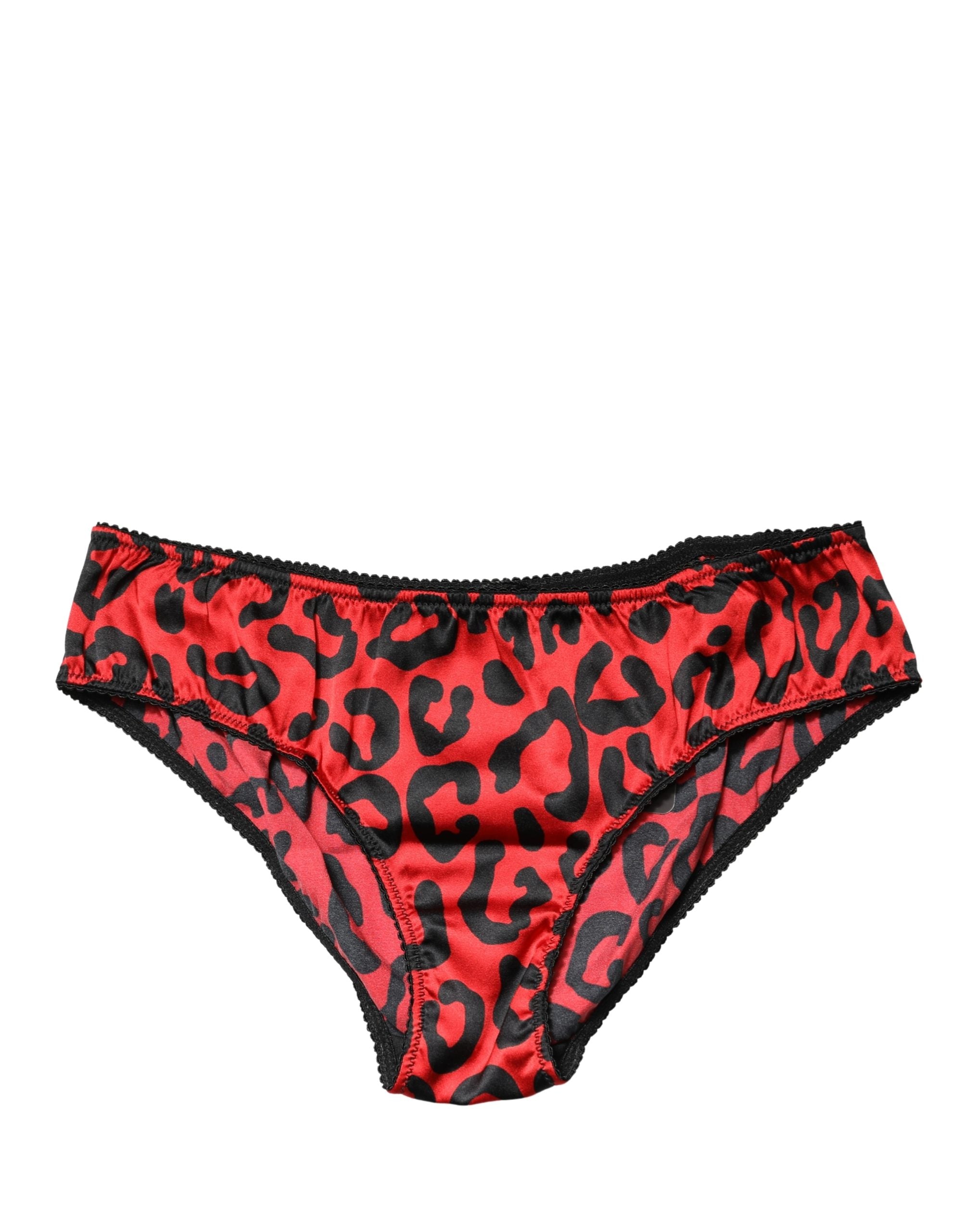 Black Red Leopard Mid Waist Brief Panty Underwear