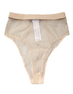 Beige Silk Blend High Waist Brief Panty Underwear