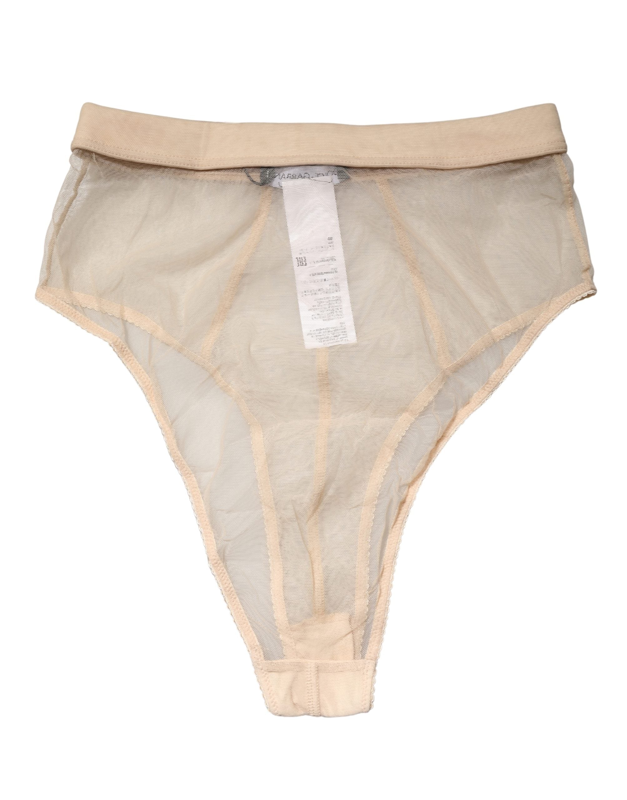 Beige Silk Blend High Waist Brief Panty Underwear