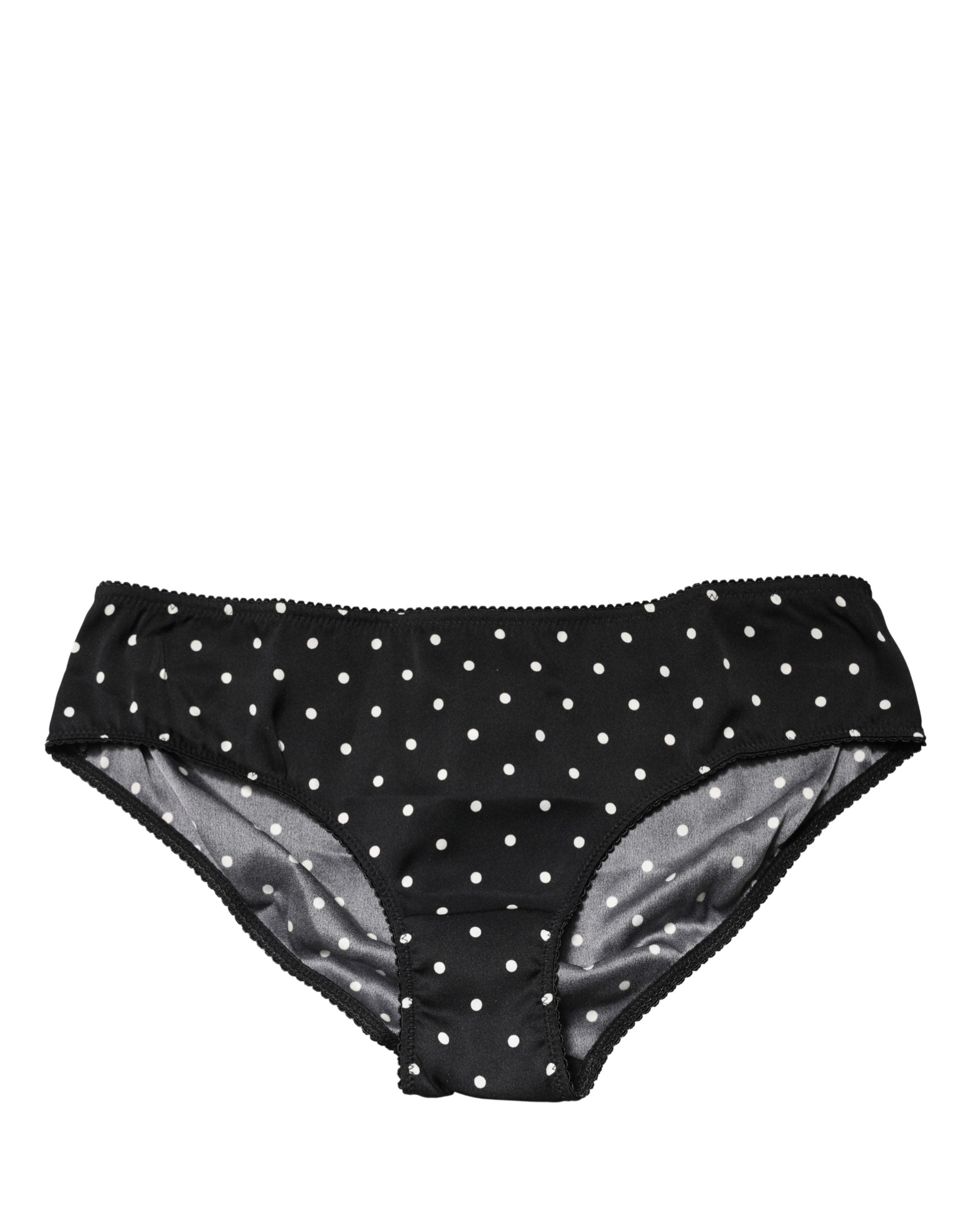 Black Polka Dots Mid Waist Brief Panty Underwear
