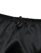 Black Silk Stretch Mid Waist Brief Panty Underwear
