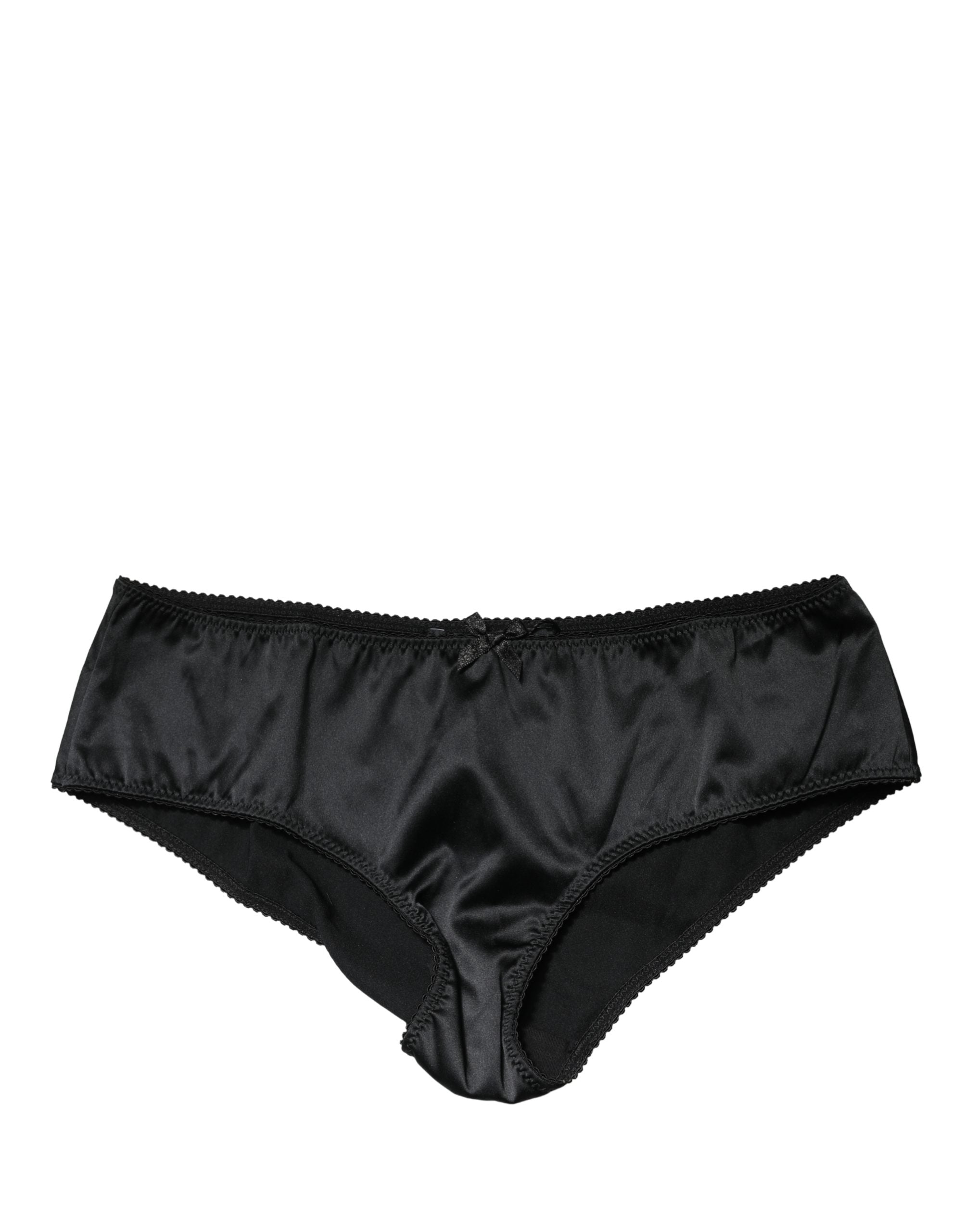 Black Silk Stretch Mid Waist Brief Panty Underwear