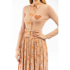 Beige Wool Casual Dress