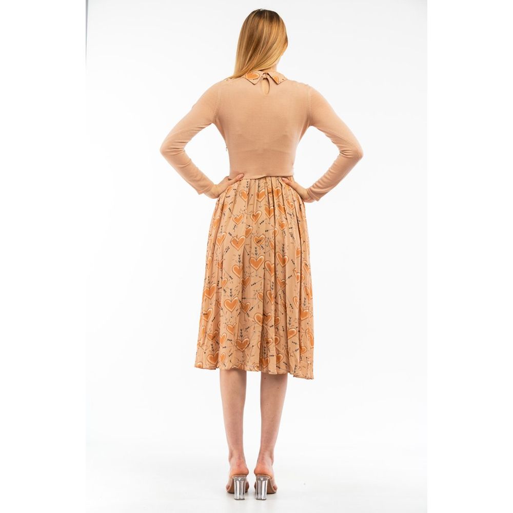 Beige Wool Casual Dress