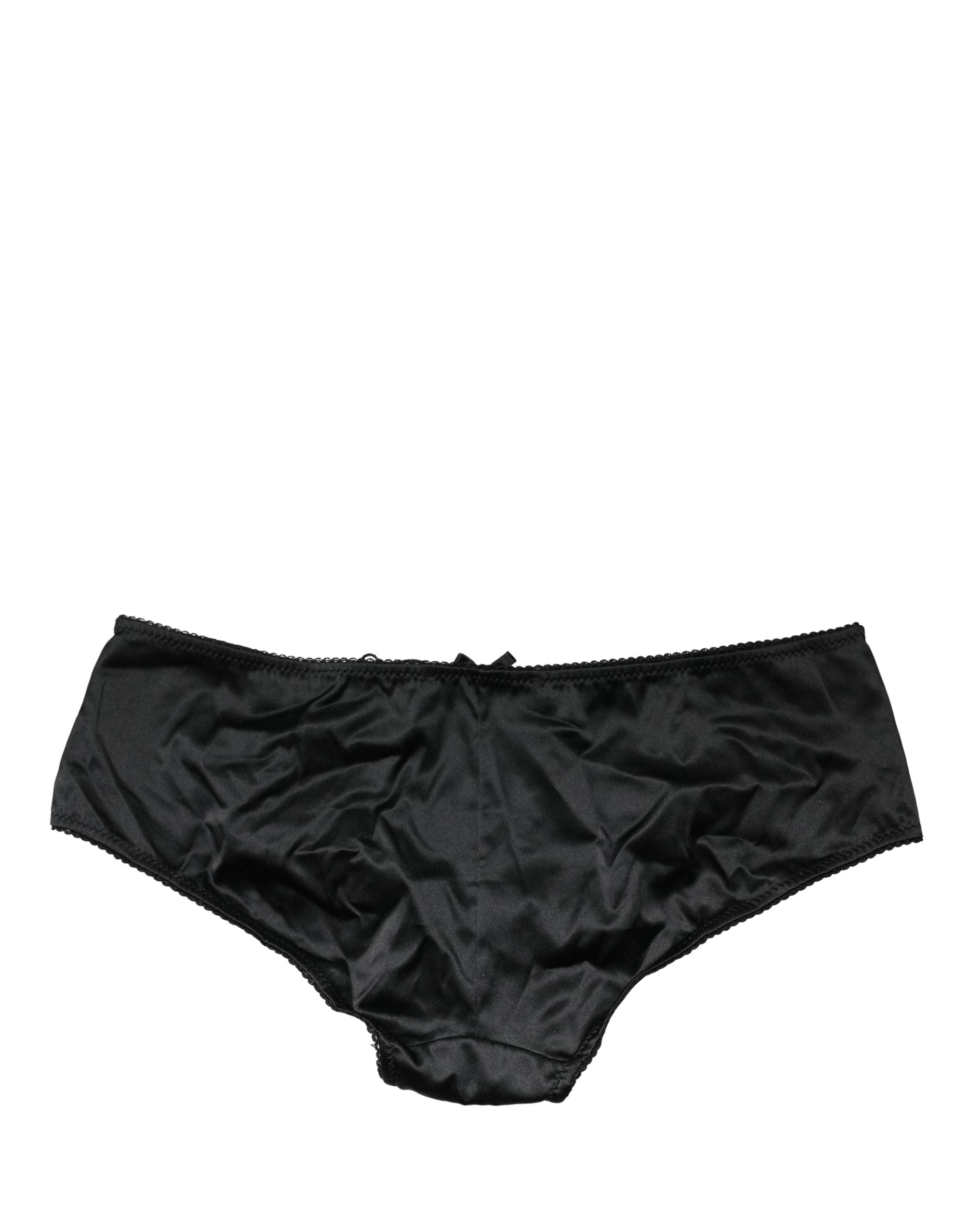 Black Silk Stretch Mid Waist Brief Panty Underwear