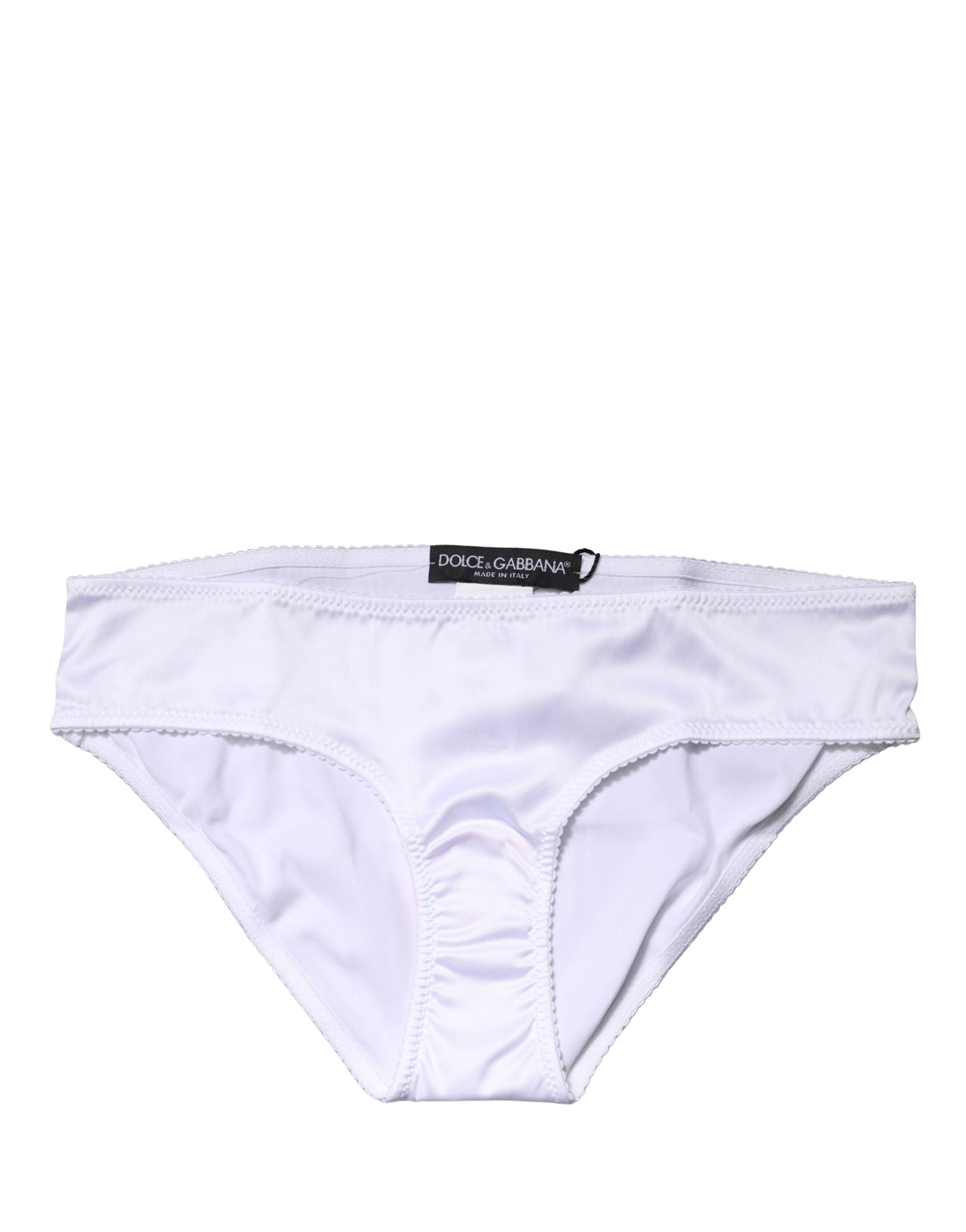 White Silk Stretch Mid Waist Brief Panty Underwear