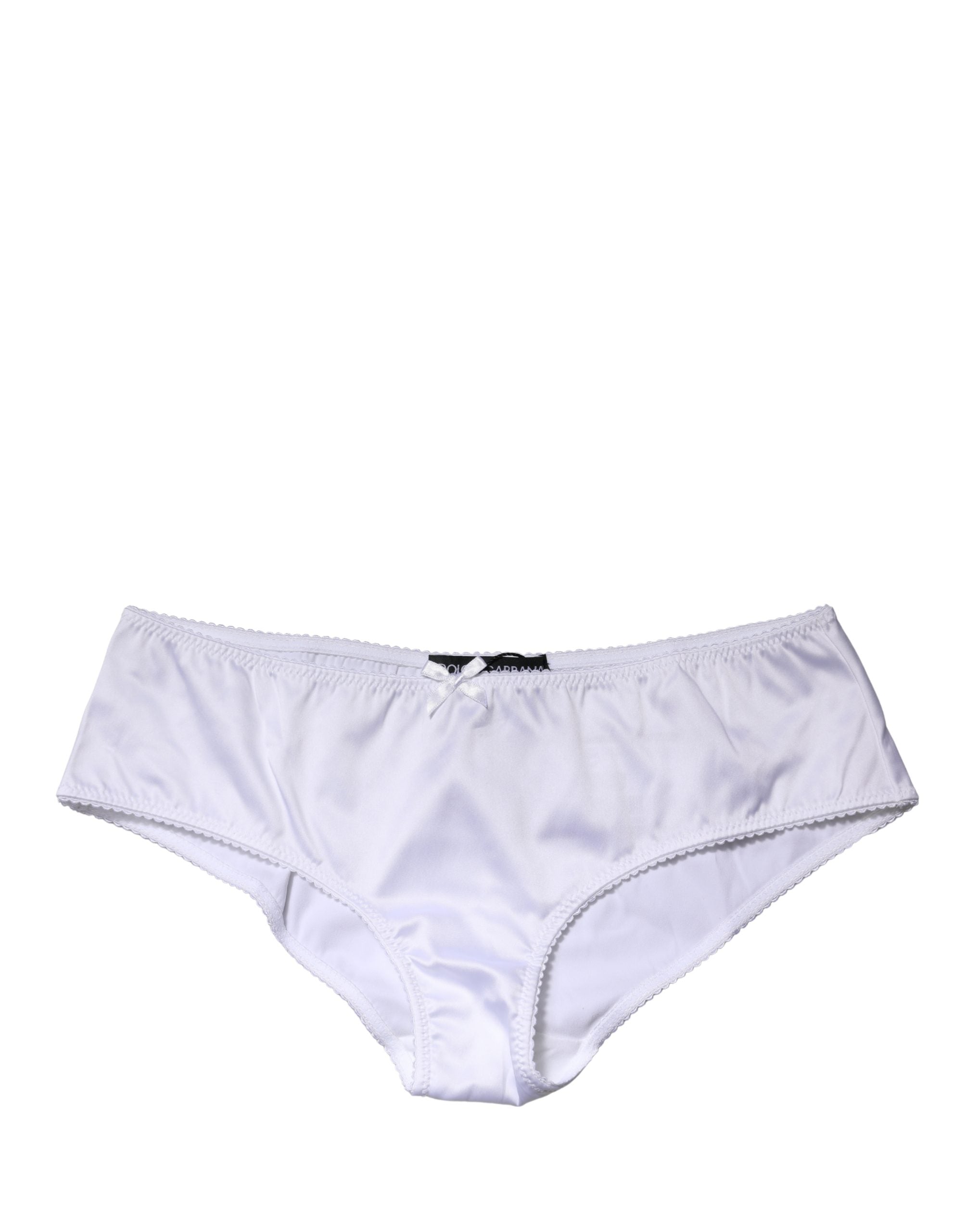 White Silk Stretch Mid Waist Brief Panty Underwear