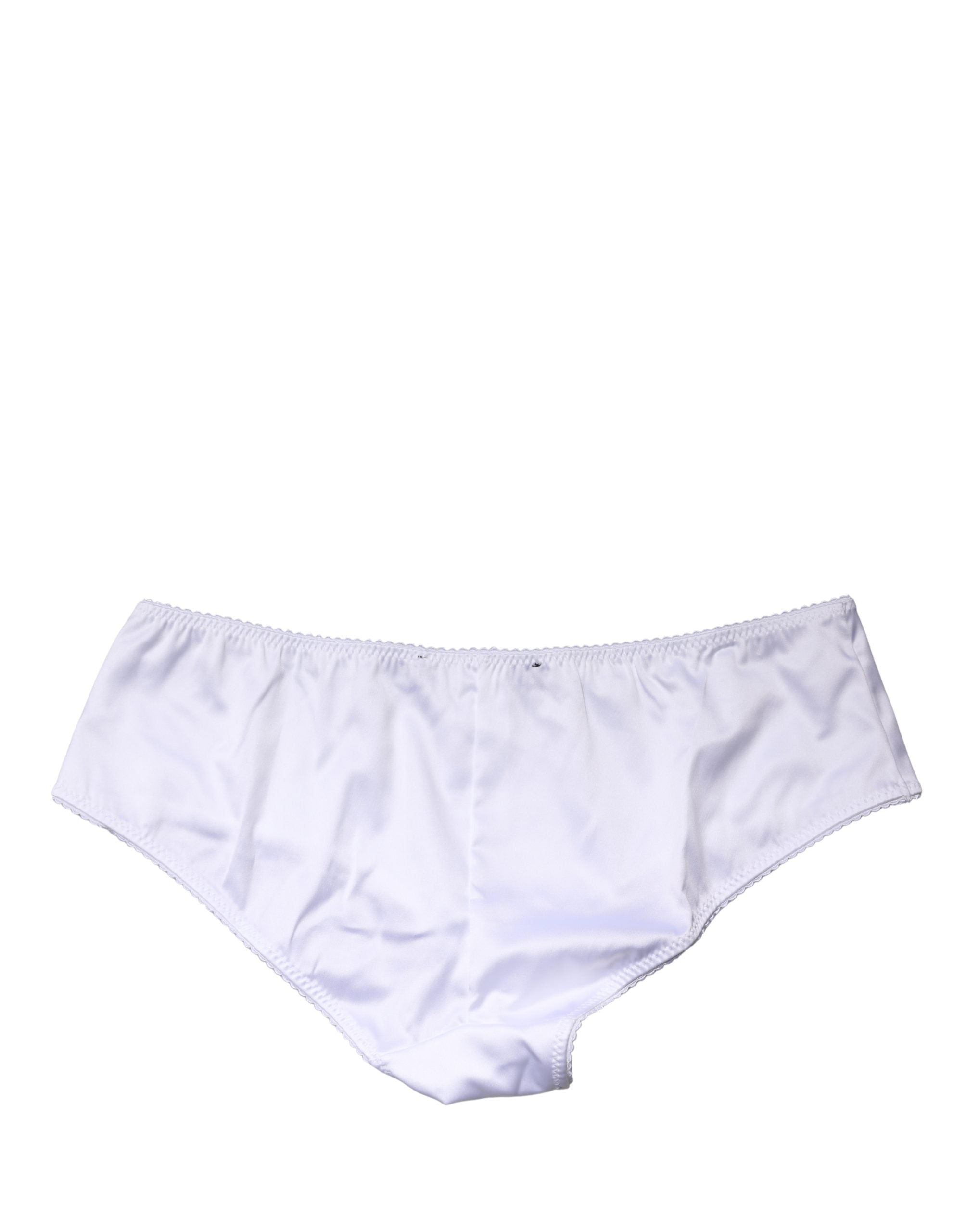 White Silk Stretch Mid Waist Brief Panty Underwear