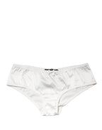 White Silk Stretch Mid Waist Brief Panty Underwear