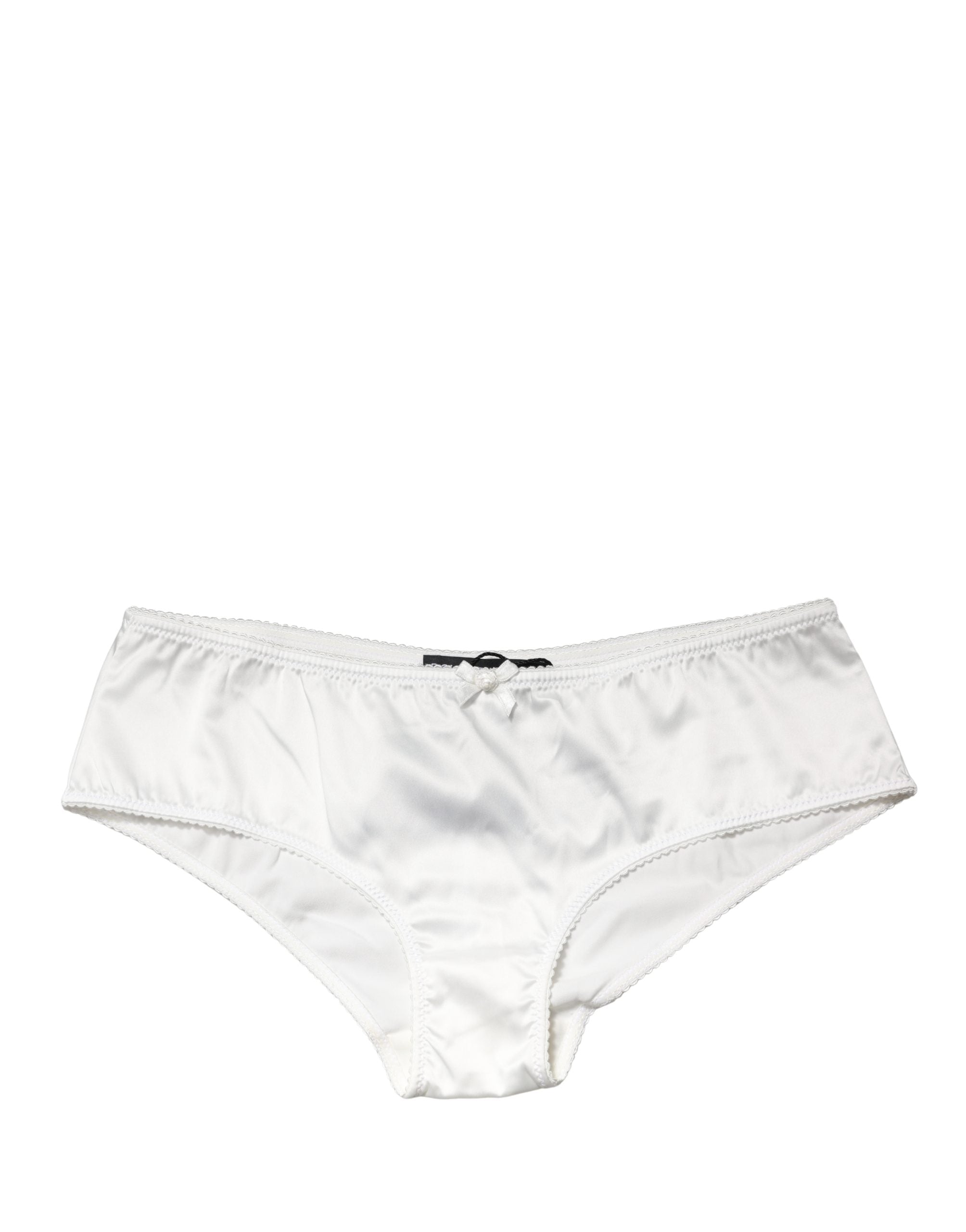 White Silk Stretch Mid Waist Brief Panty Underwear